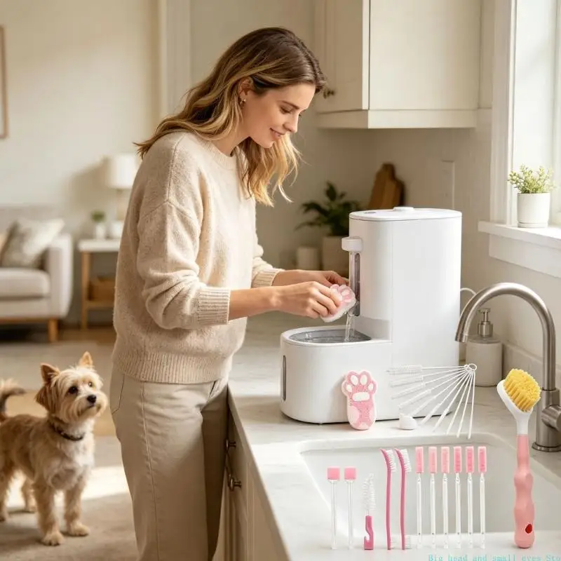 581C Pet Waterer Cleaning Brush Set for Weekly Care and Deeper Cleaning Tasks
