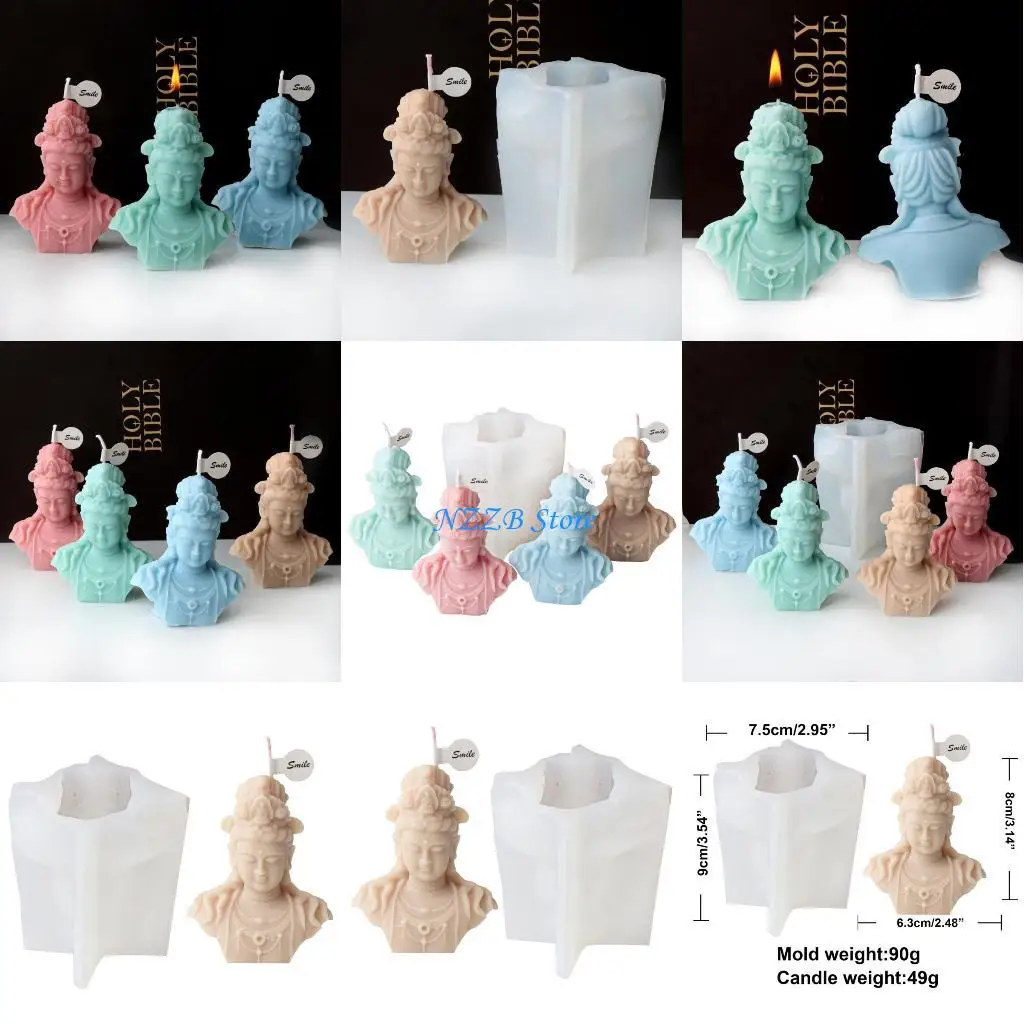 

T21F Silicone Mould Buddhas Statue Plaster Mold Cake Chocolate Making Tool Mold