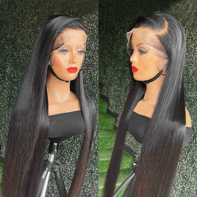 

26 inch Long 180Density Natural Black Straight Deep Lace Front Wig For Black Women Babyhair Daily Soft Preplucked Glueless