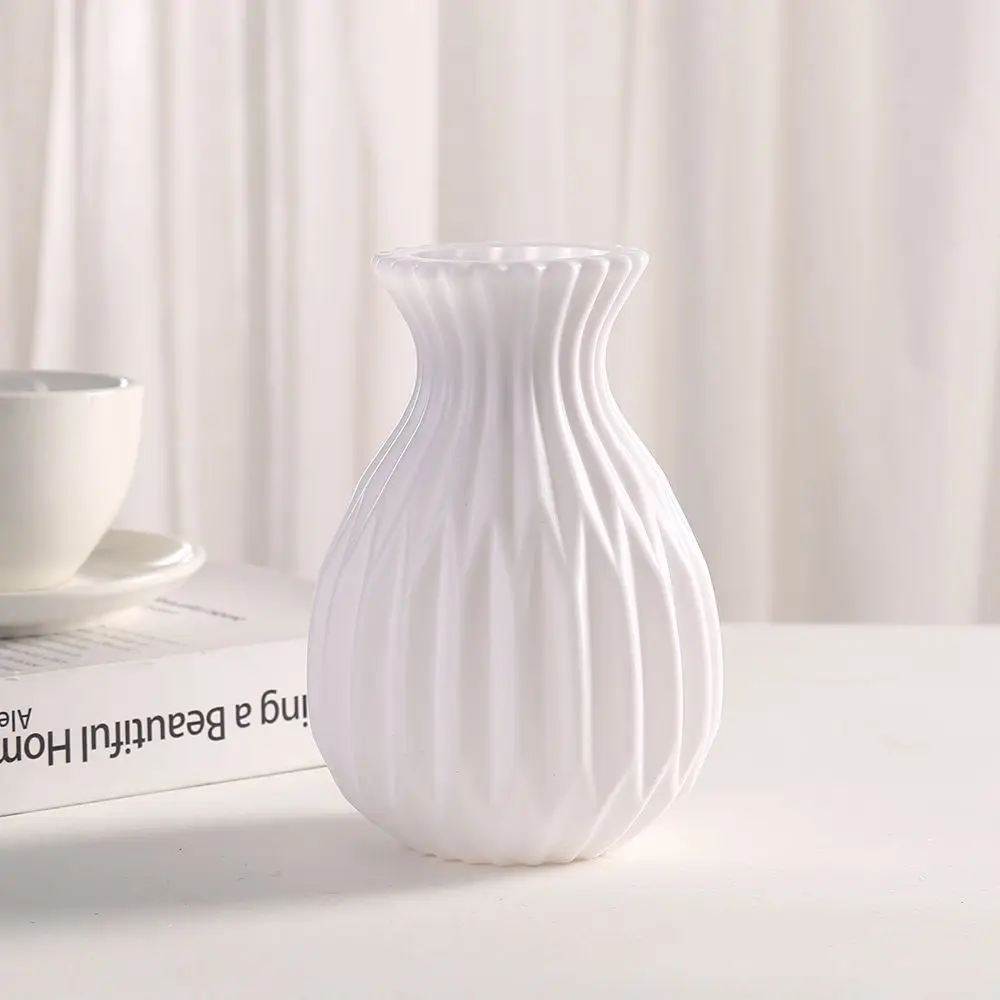 Plastic Vase White Imitation Ceramic Flower Pot Nordic Decor Wedding Home Table Outdoor Diy High Quality Gift Prop Bonsai Garden
