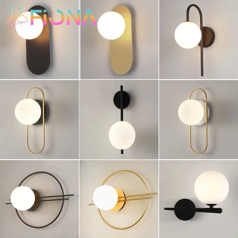 

Nordic Modern LED Golden Wall Light Indoor Wall Lighting Fixtures Bedroom Bathroom Living Room Black Wall Sconce Hanging Lamps
