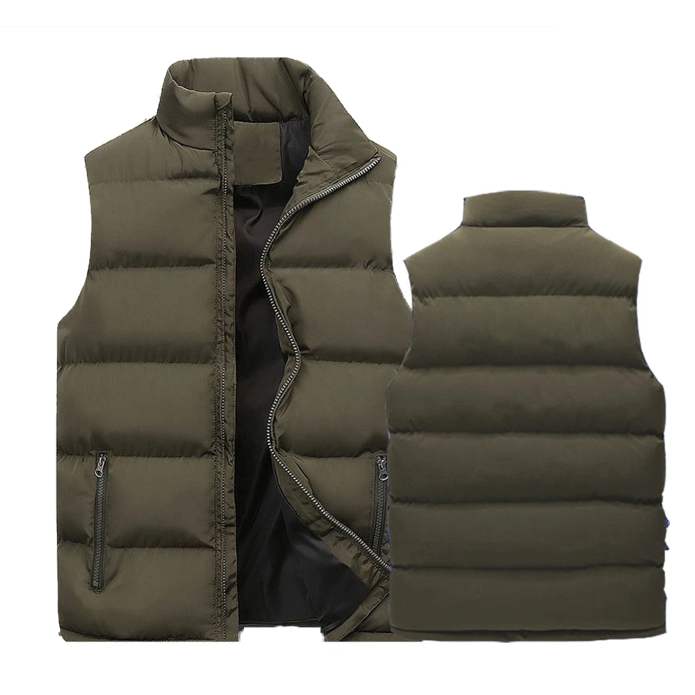 Men\'s Jacket Winter Warm Coats for Men Thickened Stand Collar Down Vest Oversized Jackets Puffer Vest Sleeveless Zipper Coat