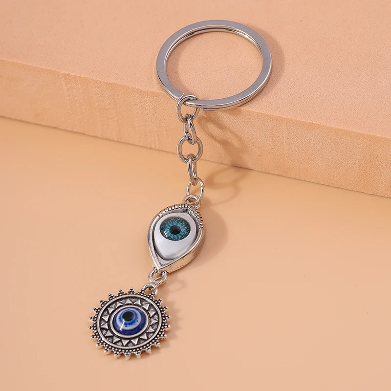 Cute Enamel Lucky Evil Eye Keychain Metal Keyring Pendant for Car Key Holder Women Girls Handbag Charms DIY Jewelry Gifts