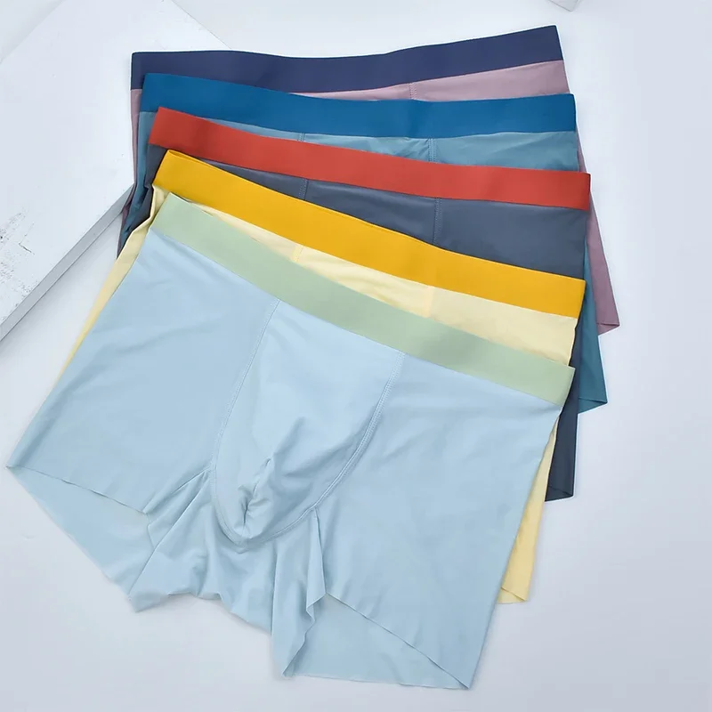 Herren-Unterwäsche aus Eisseide, nahtlos, Herren-Boxershorts, Sommer, dünn, bequem, atmungsaktiv, Boxershorts für Herren in Übergröße