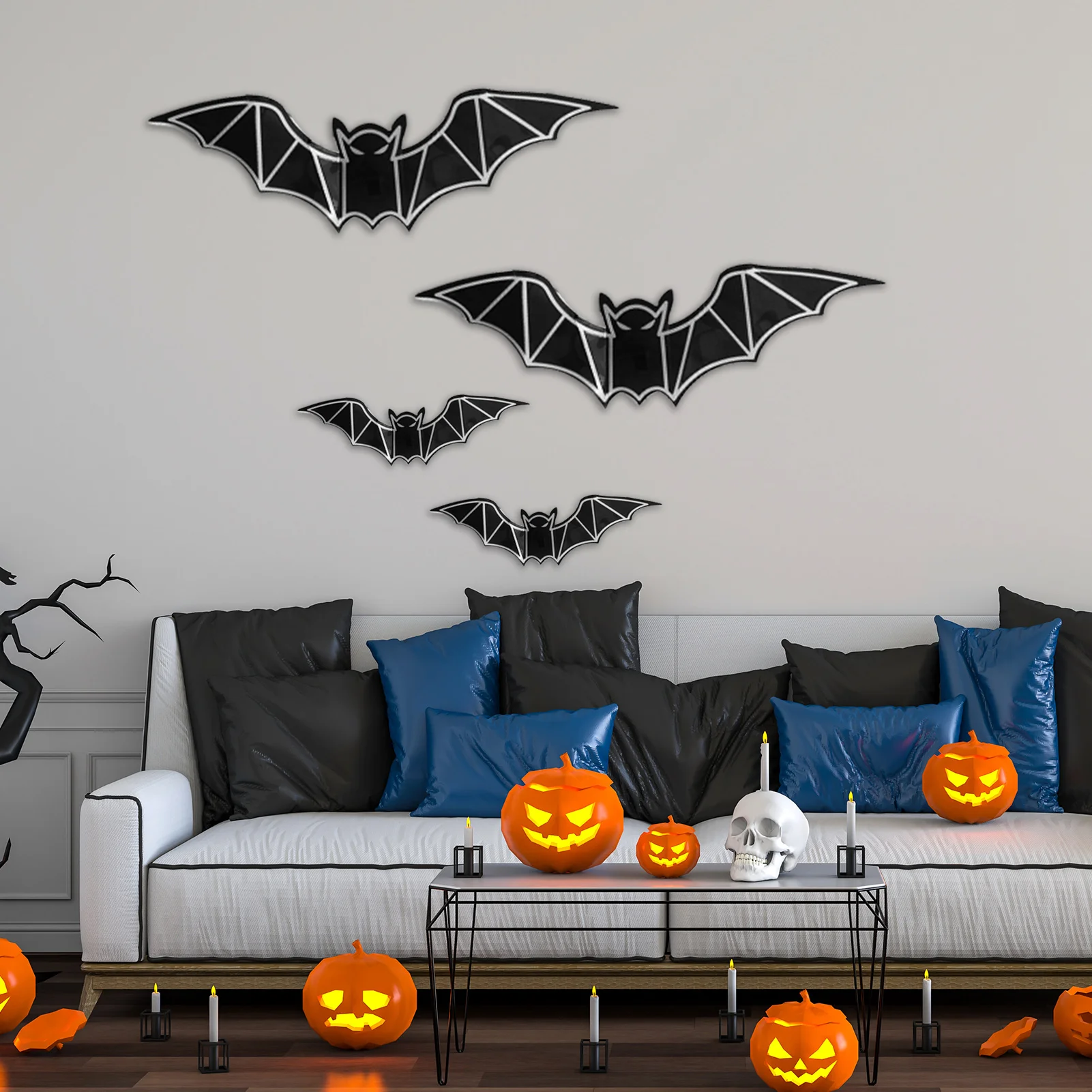 Halloween Party 3D Bat Sticker with Luminous Realistic Looking Scary Bats Suitable for Office Shop Windows