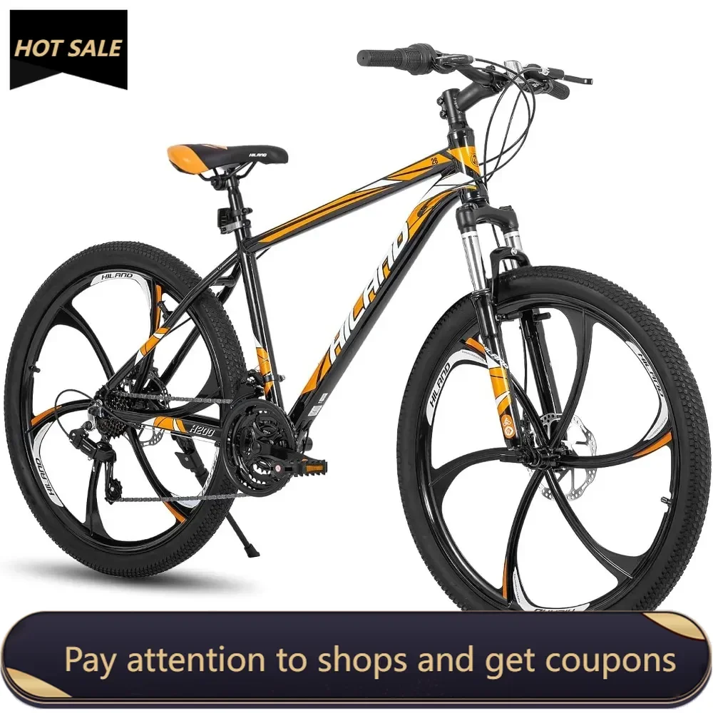 

Mountain Bike，6/Multi-Spokes，21 Speeds Drivetrain，Aluminum Frame 26 Inch Wheels, Disc-Brake Bike for Men Women Men's MTB Bicycle