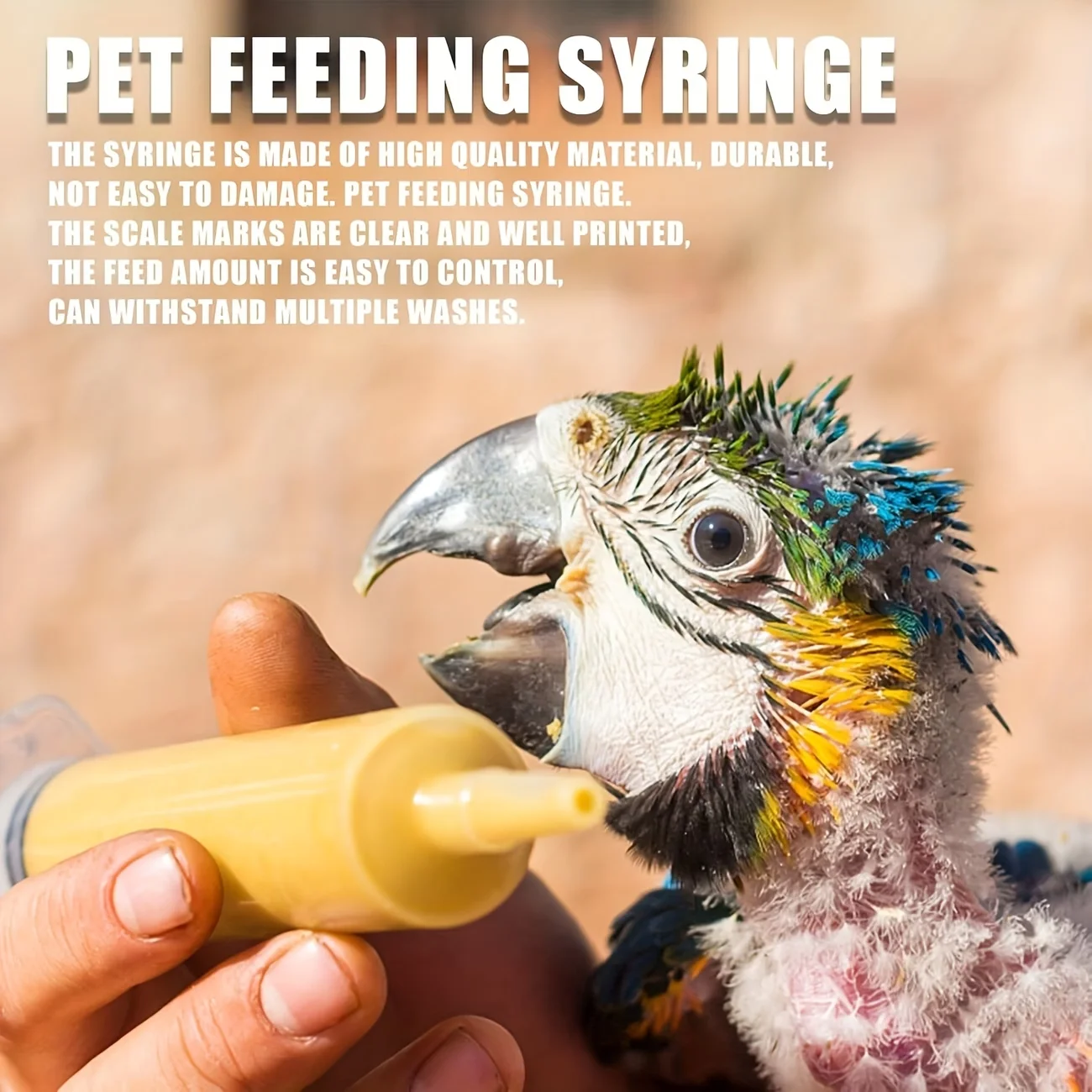 8-piece set of bird manual feeding syringe system, clear scale, durable plastic, manual feeder, parrot, baby bird feeding tool view 6