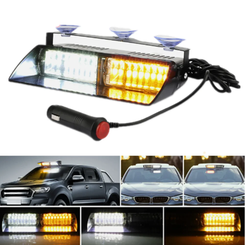 

16LED Flasher Strobe Car Emergency Beacon Car Truck Windshield Flasher Strobe Police Light Warning Signal for Windshield