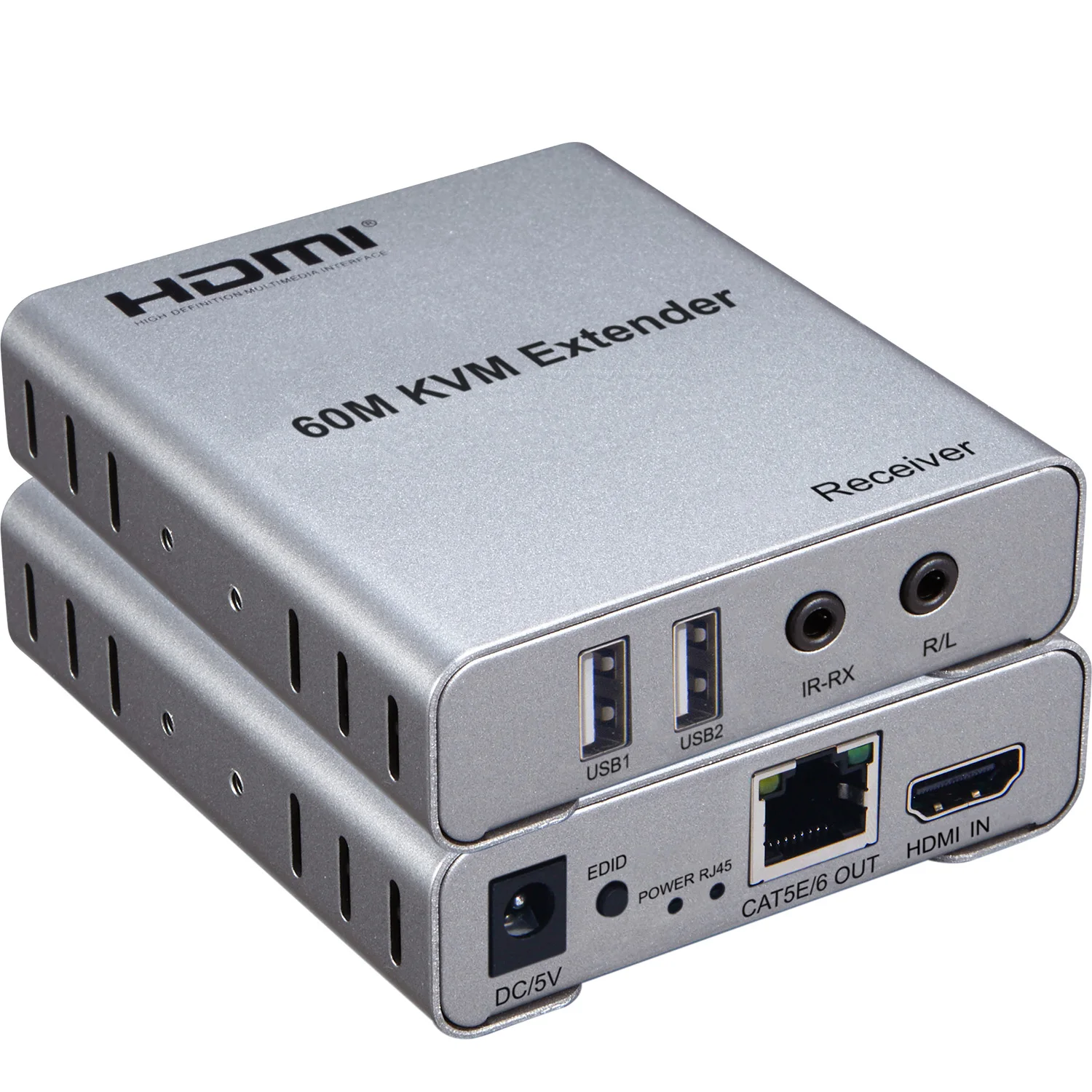 60M USB KVM HDMI Extender 1080P Via CAT5e Cat6 RJ45 Ethernet Cable Audio Video Transmitter Receiver Converter Can Mouse Keyboard
