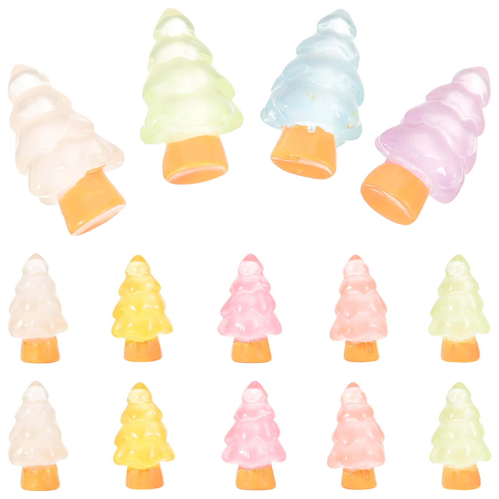 

16 Pcs Night Glow Christmas Tree Mini Decorations Resin DIY naments Accessories Table Mantel Fireplace Crafts