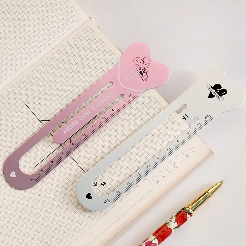 1 Piece 10cm Cute Ruler Bookmark for Kids Multifunctional American Style Cartoon Bookmark Ruler Set School Student Supplies