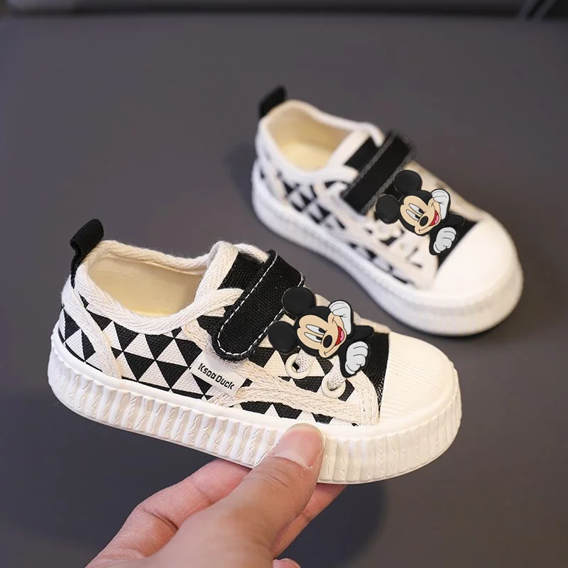 

Кроссовки Disney First Wakers на мягкой подошве с Микки Маусом, обувь для малышей, обувь для девочек и мальчиков, новая весенне-осенняя парусиновая повседневная обувь