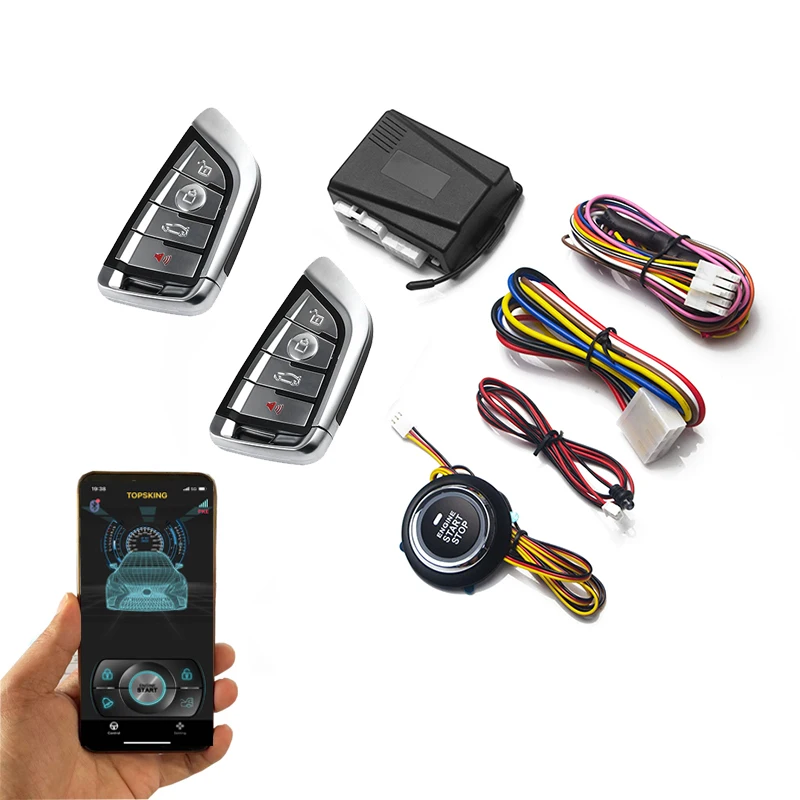 New Car Alarm System with Engine Start/Stop Auto Switches Button with Bluetooth Mobile APP Control for 12V vehicle