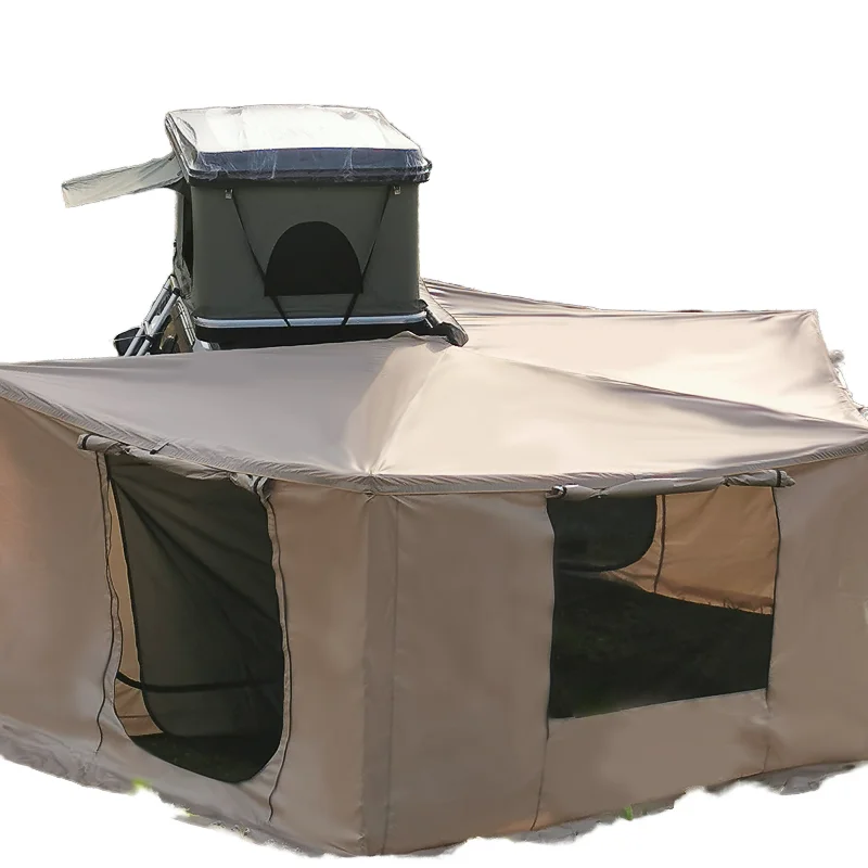 Factory supply 270 degree sunshade 2023 new version four-wheel drive aluminum four-season independent fan roof side awning tent