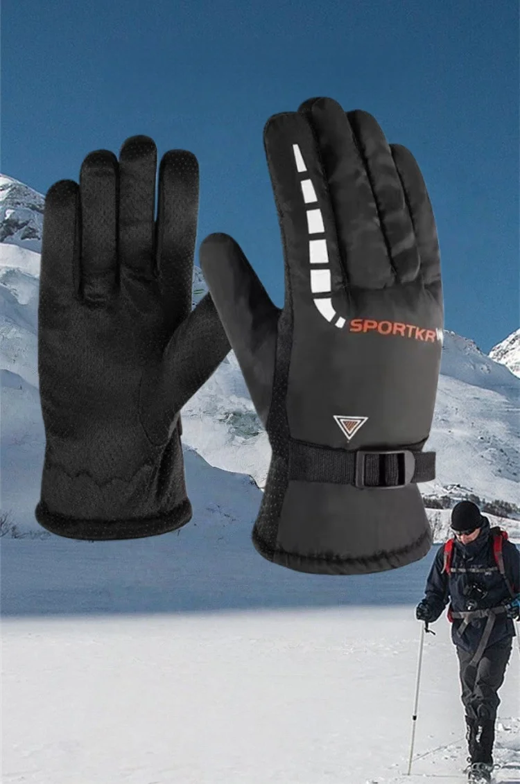 Gants chauds d'hiver pour hommes et femmes, épais en coton, antidérapants, doublés en polaire, Sports de plein air, gants de cyclisme coupe-vent