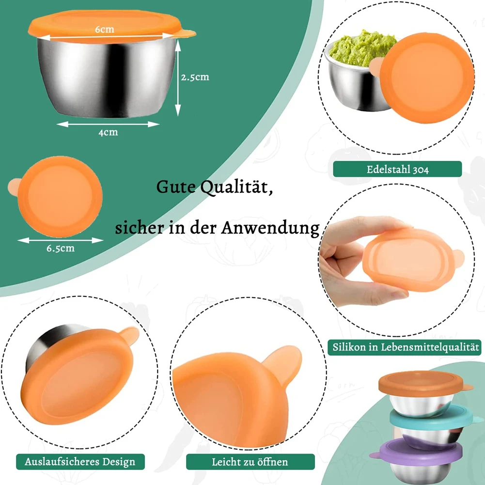 A13M 3Pcs 50Ml Salad Dressing Container to Go, Stainless Steel Condiment Containers Cups with Silicone Lids for Bento Box