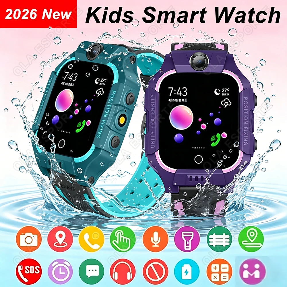 Kinder-SOS-GPS-Ortungs-Smartwatch mit SIM-Karte, Anruffunktion, Kamera, wasserdicht, für Jungen und Mädchen, Geschenk, 2026 Neu HW12
