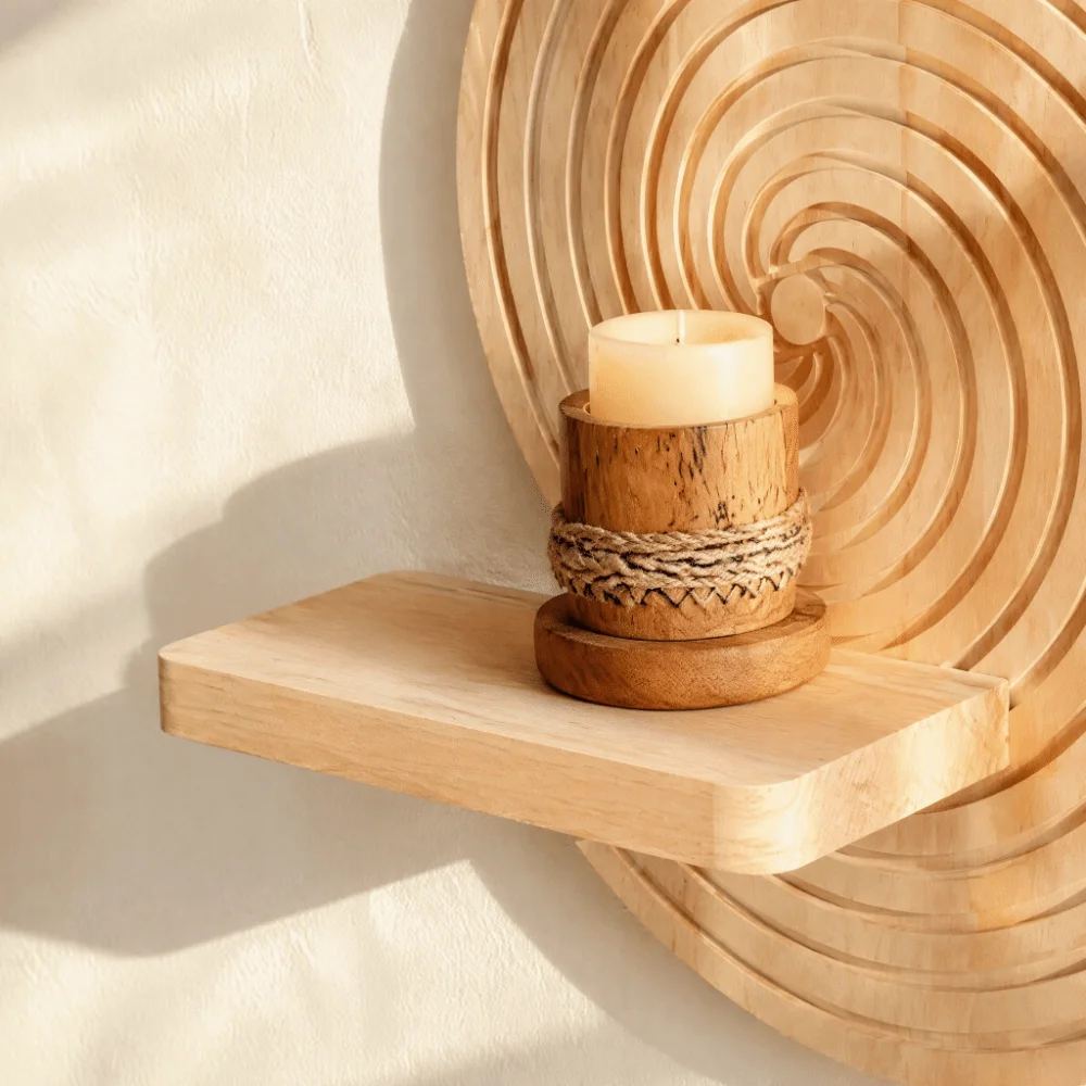 Wooden Stand Irregularly Shaped Wooden Wall Shelves Natural Vintage Storage Rack Boho Style Artistic Display Rack Living Room