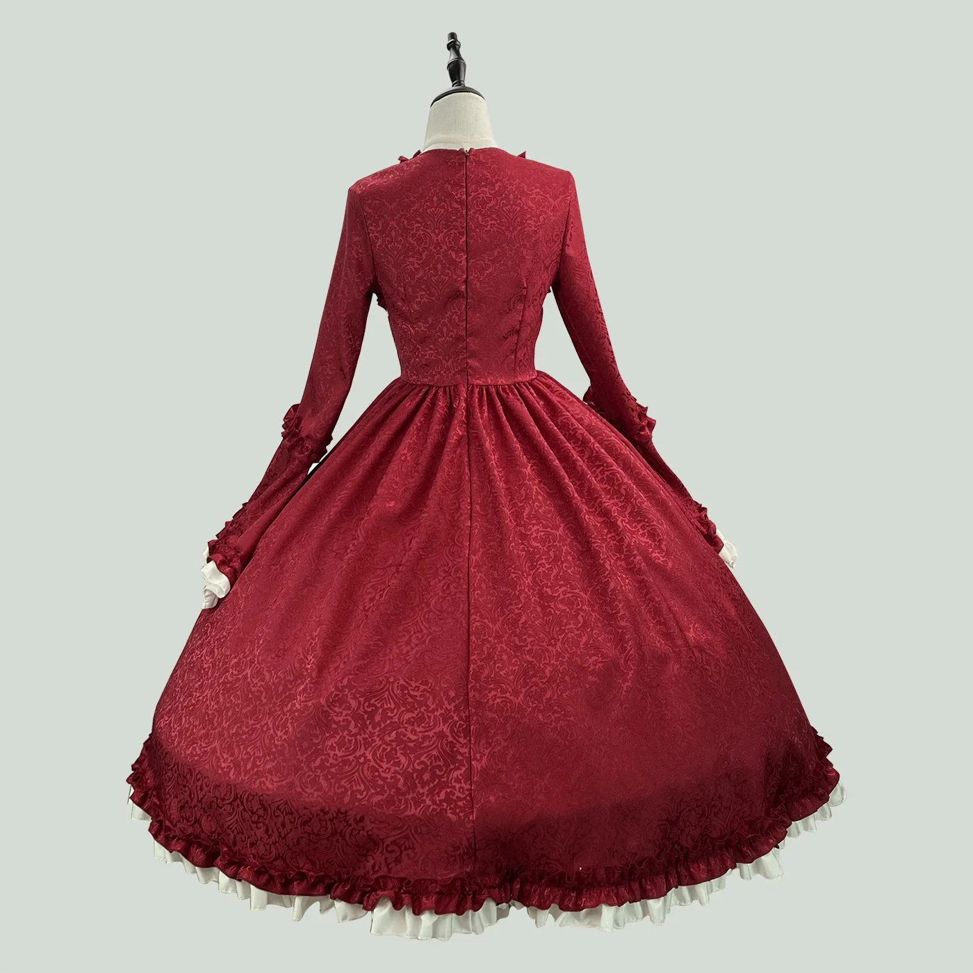 S-5XL Elegantes mittelalterliches Retro-Gothic-Hof-Lolita-Kleid, Ballkleid, quadratischer Ausschnitt, taillierte Passform, Schleife, Damen-Kostüm, Vestido-Kleid – Detail 17