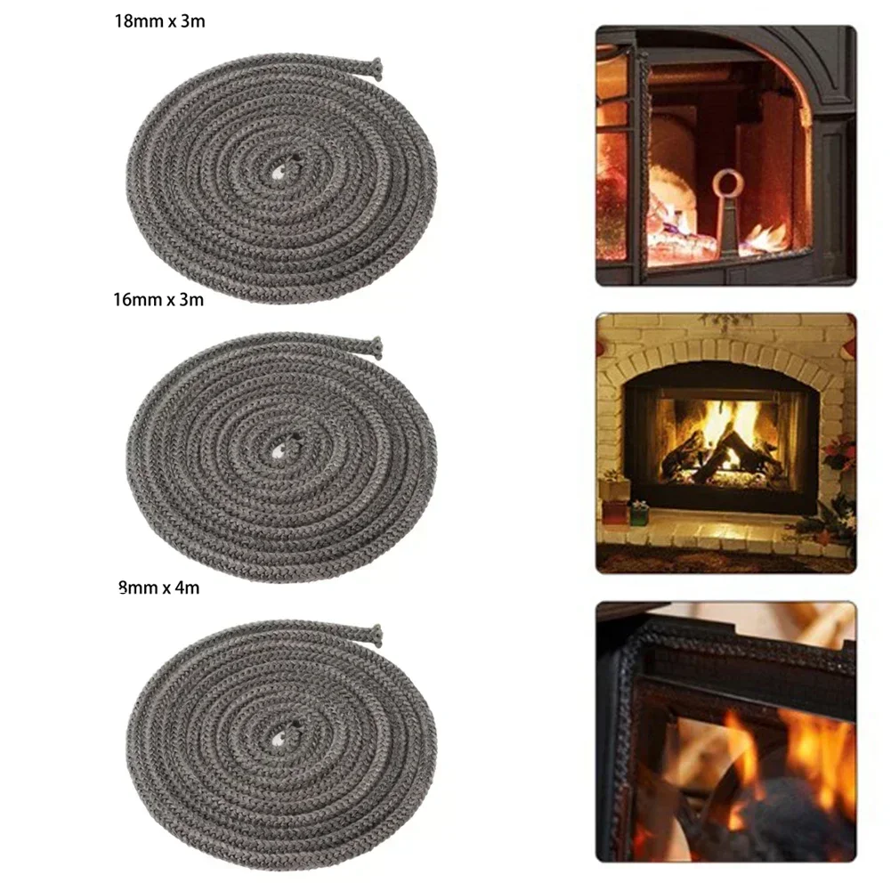 

Fireplace Sealing Rope Black Gasket Cord StoveDoor Fireplace Cord 8mm/16mm/18mm Woodburner Black Gasket Cord Width