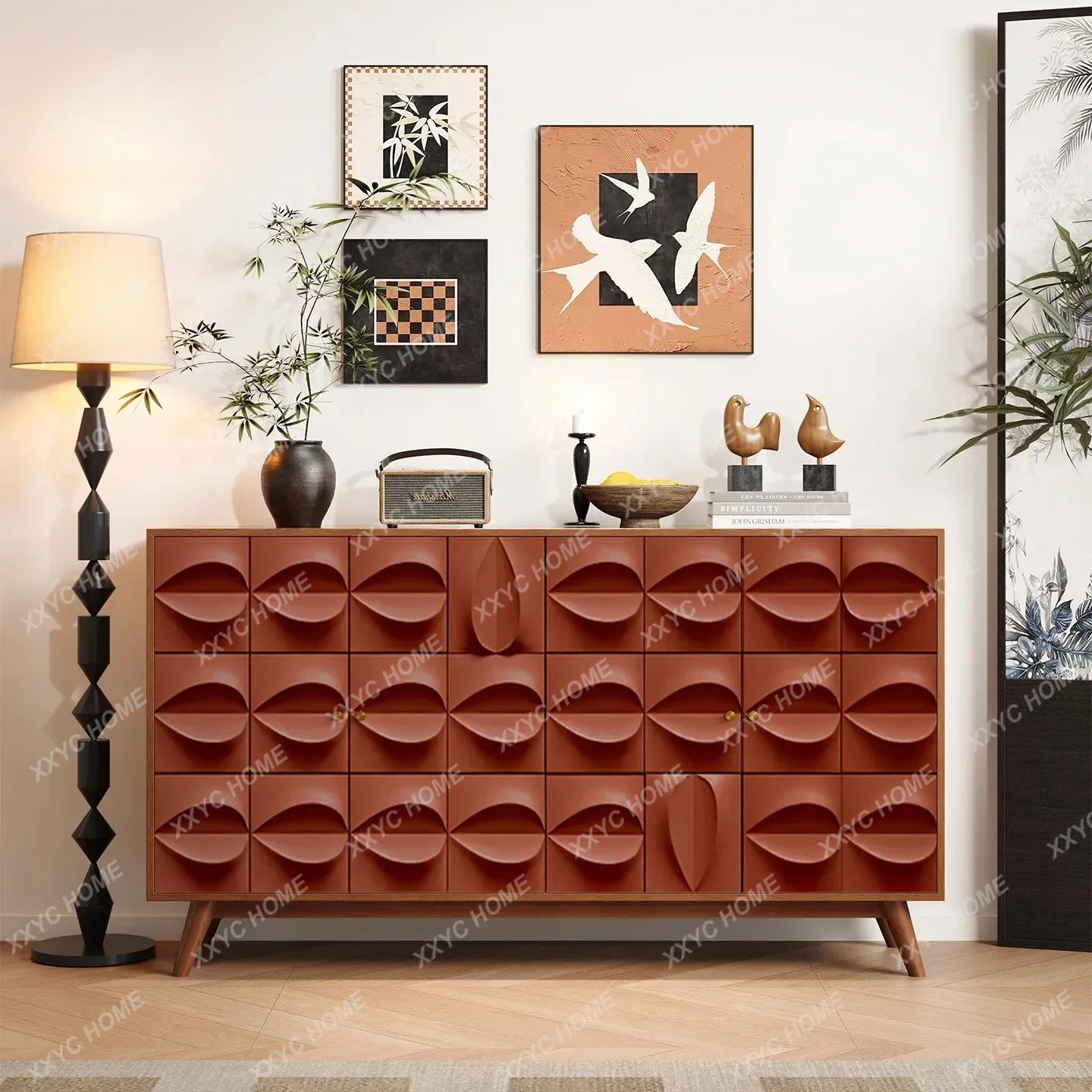All solid wood dining side cabinet entrance decorative cabinet hotel bed and breakfast storage locker