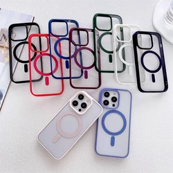 Luxury Shockproof Magsafe Wireless Charge Case for iPhone 15 14 Plus 13 12 Mini 11 Pro X XR XS Max Clear Magnetic Bumper Cover