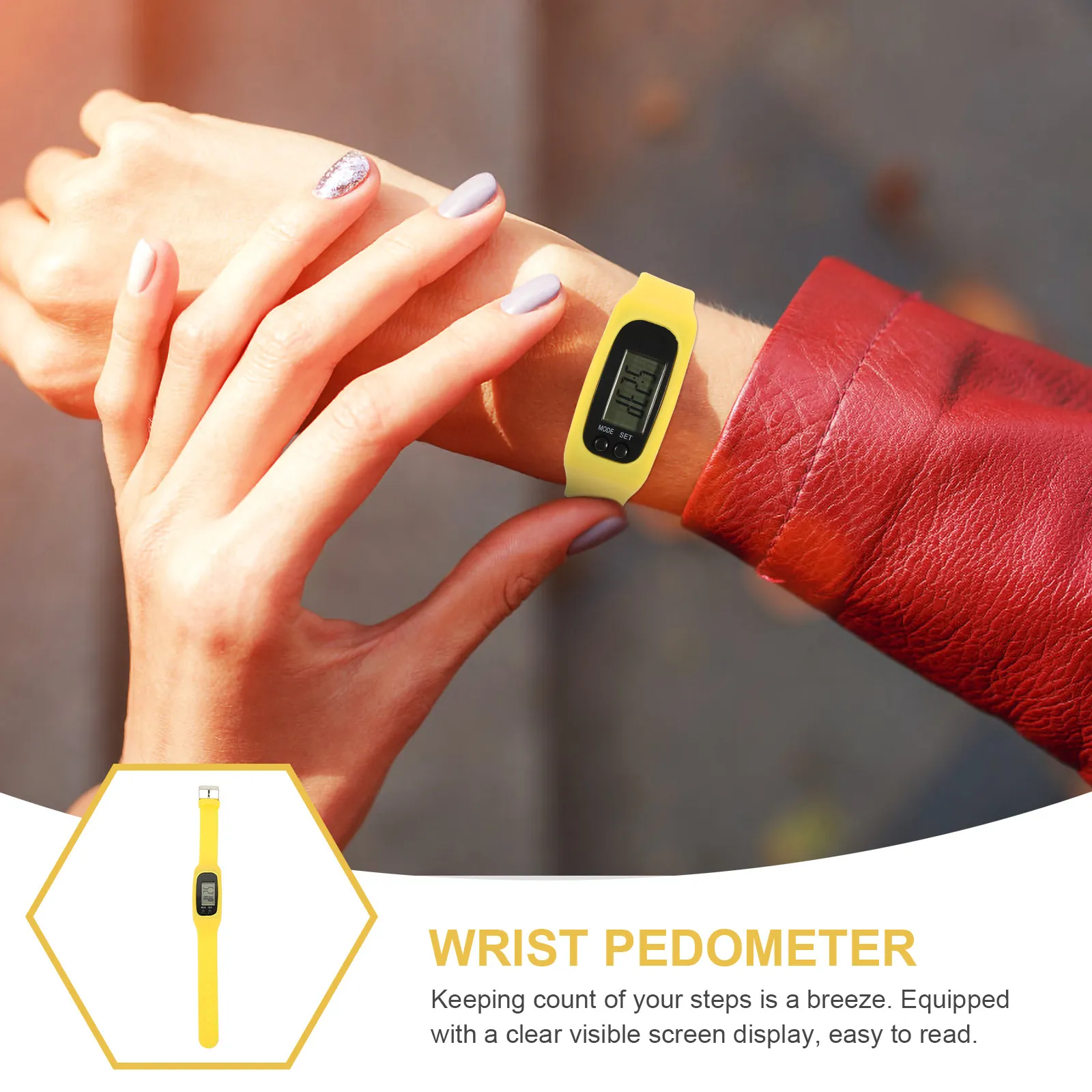 

Silicone Wrist Pedometer Step Counter Watch Lightweight Easy to Use No App No Smartphone Required Clear Display for Walking