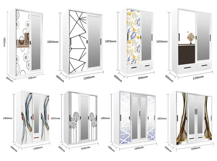 Factory Direct 2026 Specchio moderno per porta scorrevole Armadi Almirah Mobili per camera da letto Armadi