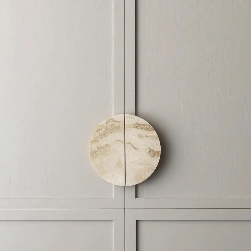

French Wabi Sabi Style Drawer Wardrobe Handle Natural Marble Pull American Simple Villa Door Knob