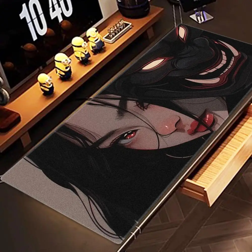 Gaming Mousepad Mask Girl Speed Mouse Pad Gamer E-Sports Mouse Mat Game Professional Premium Desk Mat