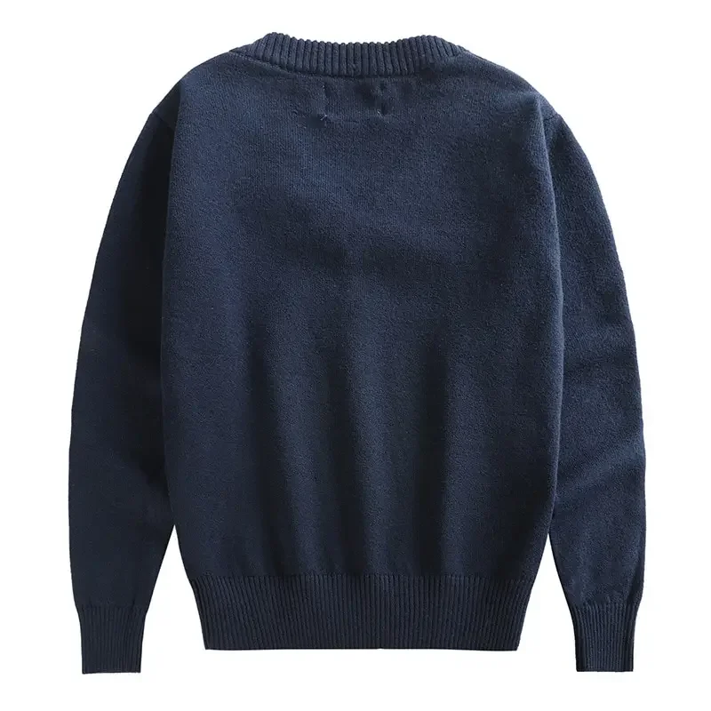 4-17 Years Unisex Navy Blue Sweater for Boys Children Outerwear 100% Cotton 4 5 7 9 11 13 15 17 Years Old Kids Clothes OBW225139