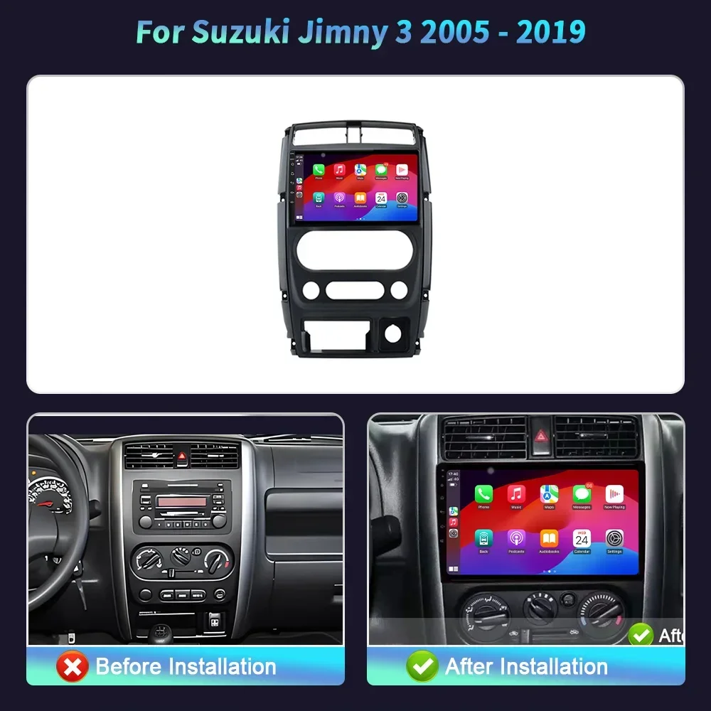 For Suzuki Jimny 3 2005 - 2019   Car Radio Android 14 Multimedia Navigation Wireless Carplay Stereo Head Unit Screen