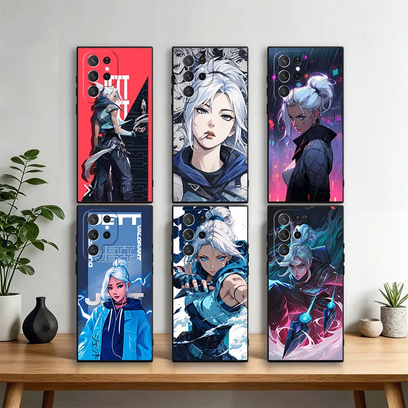 V-Valorants Jett Phone Case Cover for Samsung Galaxy S22 S23 Plus S24 FE S25 Edge S26 Ultra S20 S21 + Black Soft Shell