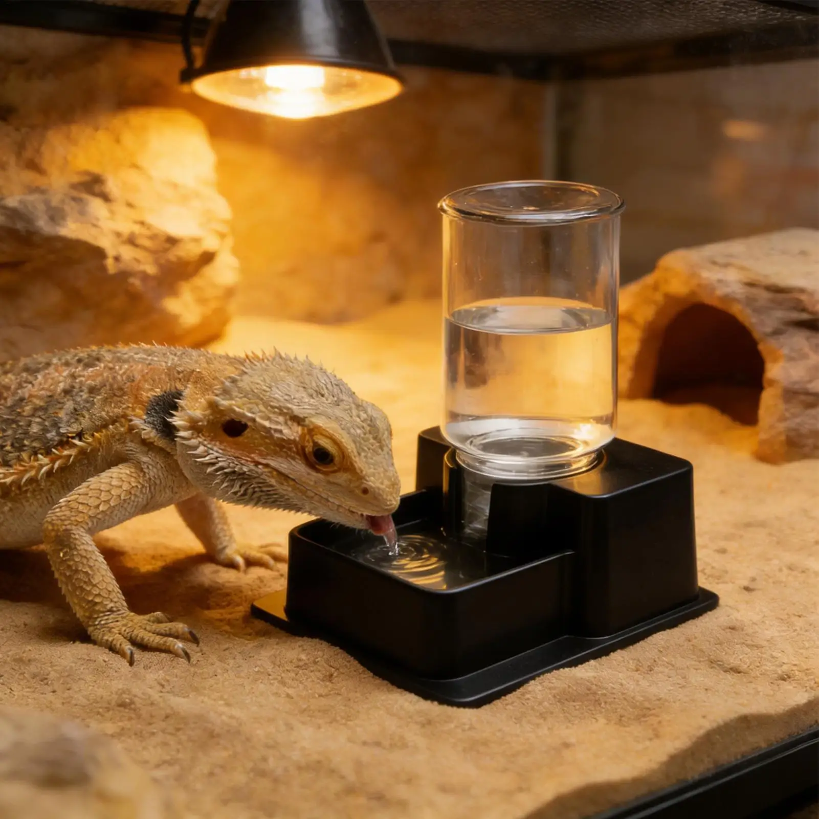 Bearded Dragon Water Fountain Reptile Automatic Dish Tortoise Water Dish Gecko Drink Dispenser for Lizard Chameleon Snake Frog