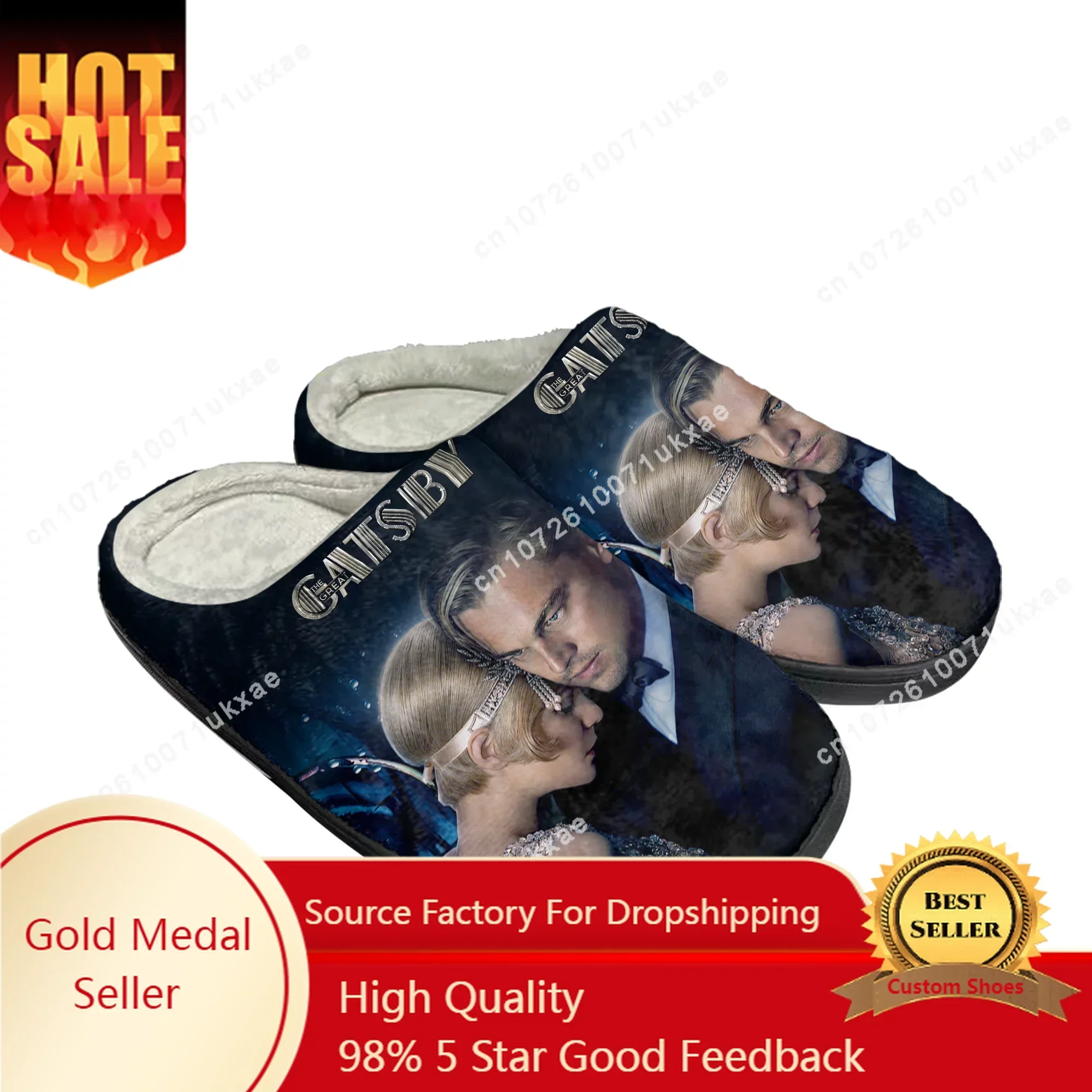 

Great Gatsby Home Cotton Slippers Mens Womens Leonardo DiCaprio Plush Bedroom Casual Keep Warm Shoes Thermal Slipper Custom Shoe