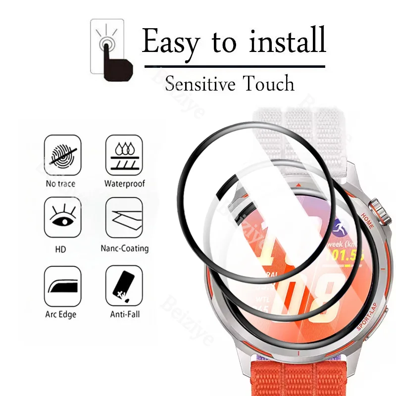 1-4Pcs HD Curved Black Edge Protective Film For Huawei Watch GT Runner 2 Anti Scratch Screen Protector GT Runner 2 Accessories