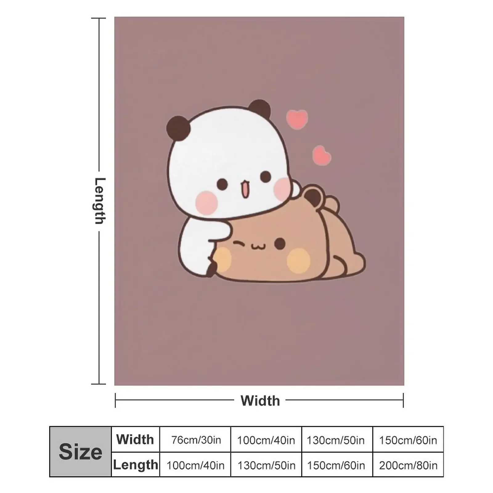 DuDu Bear and BuBu Panda’s Love Relaxing Moment Throw Blanket Beach warm winter Blankets