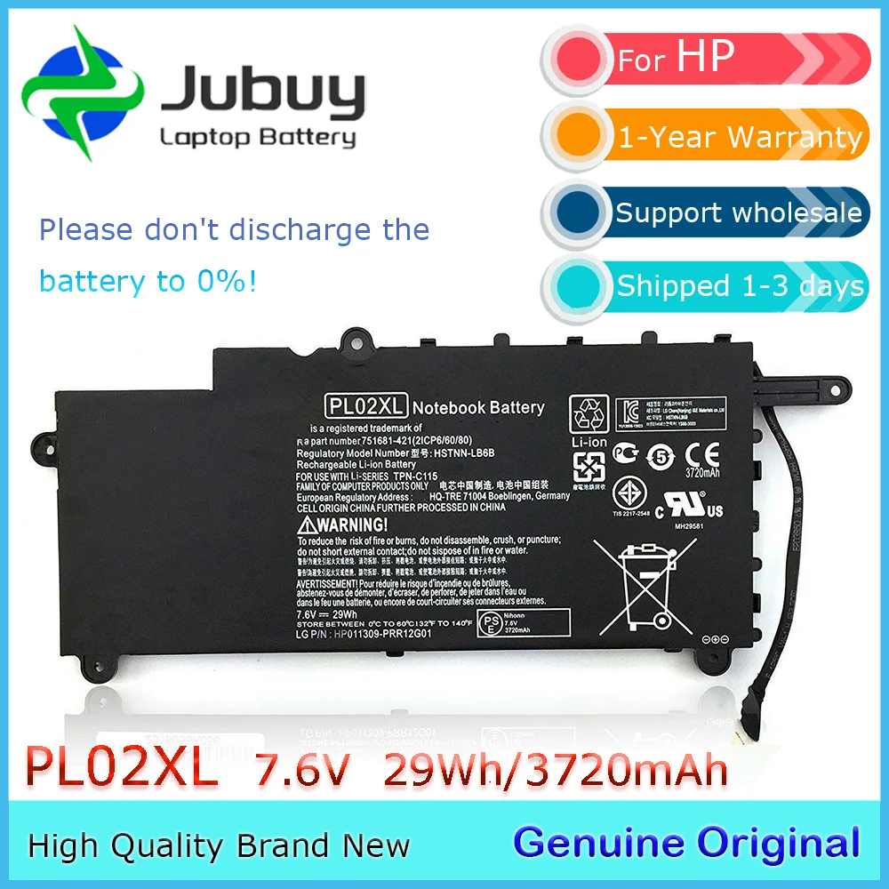 PL02XL 7.6V 29Wh Original Laptop Battery for HP Pavilion 11-n x360 11-n010dx 751875-001 751681-421