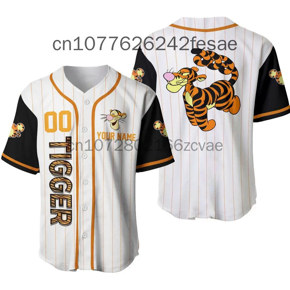 Tigger White Yellow Disney Baseball Jersey Tigger Winnie The Pooh Black Orange Disney Unisex Cartoon Graphic Casual Outfits