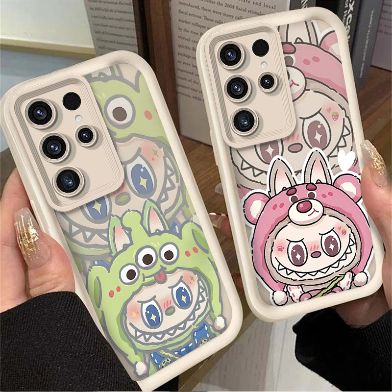 Cute Cartoon Labubu Phone Case for Samsung Galaxy S25 S24 S23 Ultra S22 S21 Plus FE 5G A54 A34 A14 A73 A53 A33 5G Silicone Cover