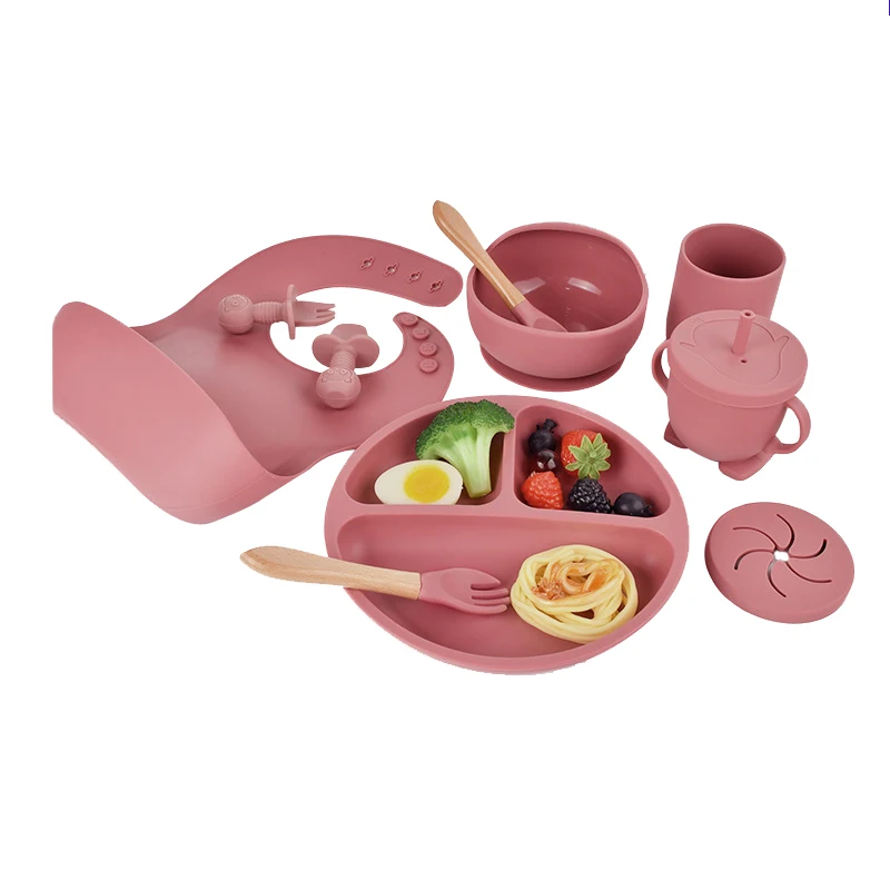 New BPA Free Soft Silicon Toddler Feeder Tableware Utensils Sets For Children Custom Baby Silicone Feeding Set