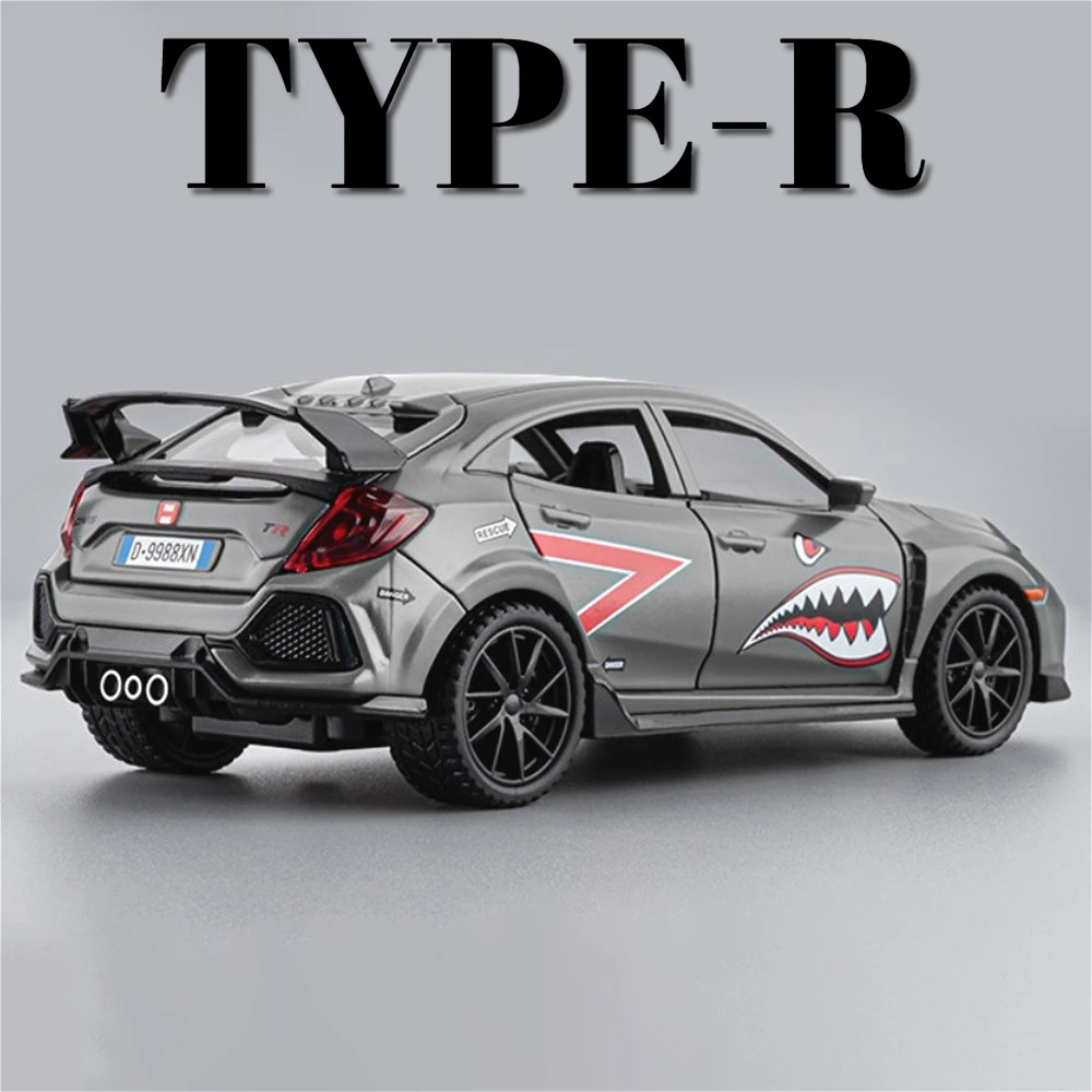 

1:32 Honda Civic TYPE-R Accord Модель автомобиля Игрушка Звук Свет Двери Открытые Meta Литые под давлением Модели автомобилей для детей Образование