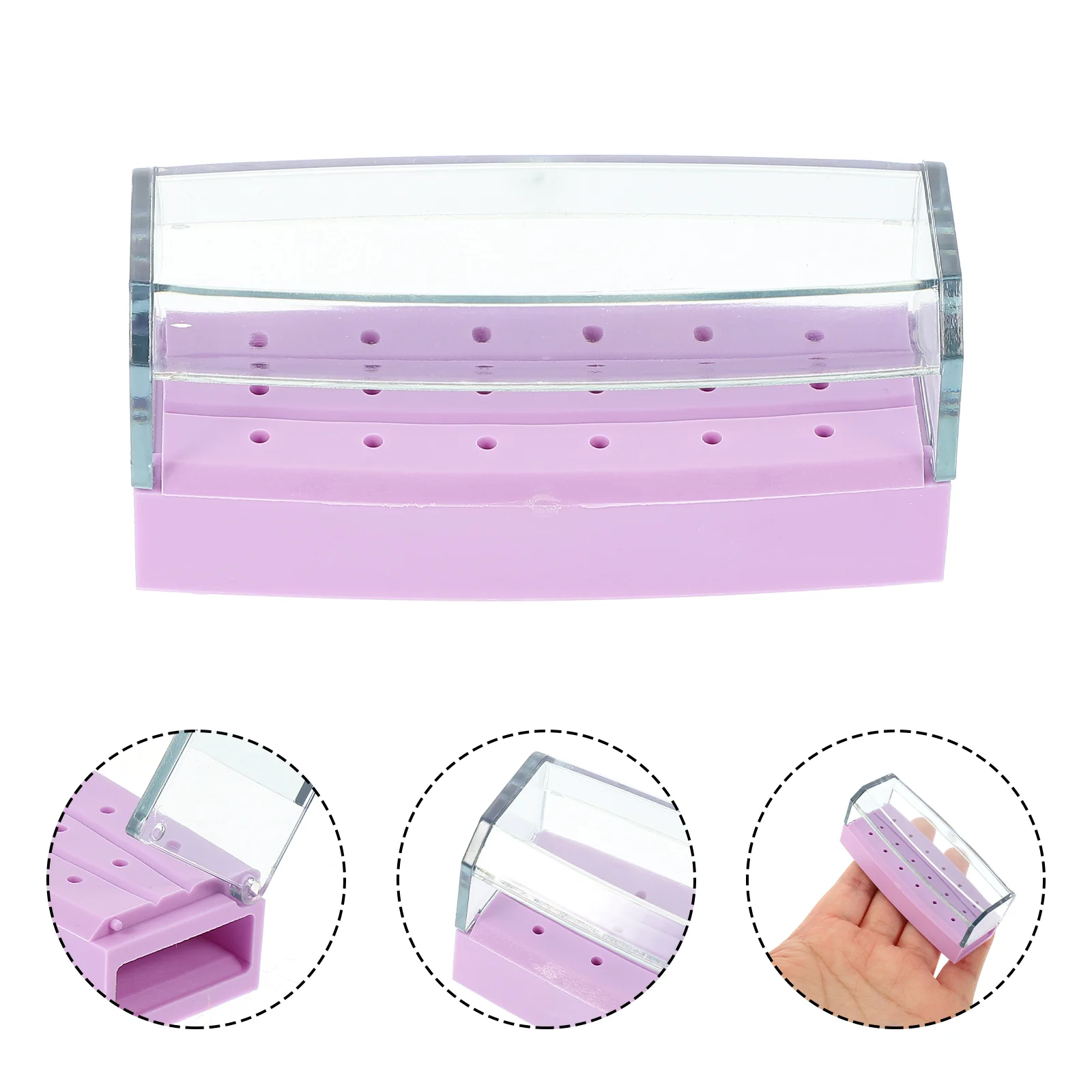 Scatola di immagazzinaggio di punte per trapano per unghie in plastica 120 pezzi Custodia per smalto gel per strumenti per manicure Mantiene il desktop pulito pulito Facile accesso Rettifica delle unghie