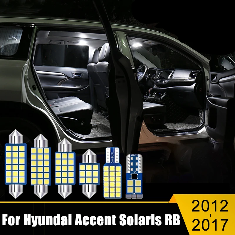 

For Hyundai Accent Solaris Verna RB 2012 2013 2014 2015 2016 2017 7PCS 12V LED Car Bulbs Interior Dome Reading Lights Trunk Lamp