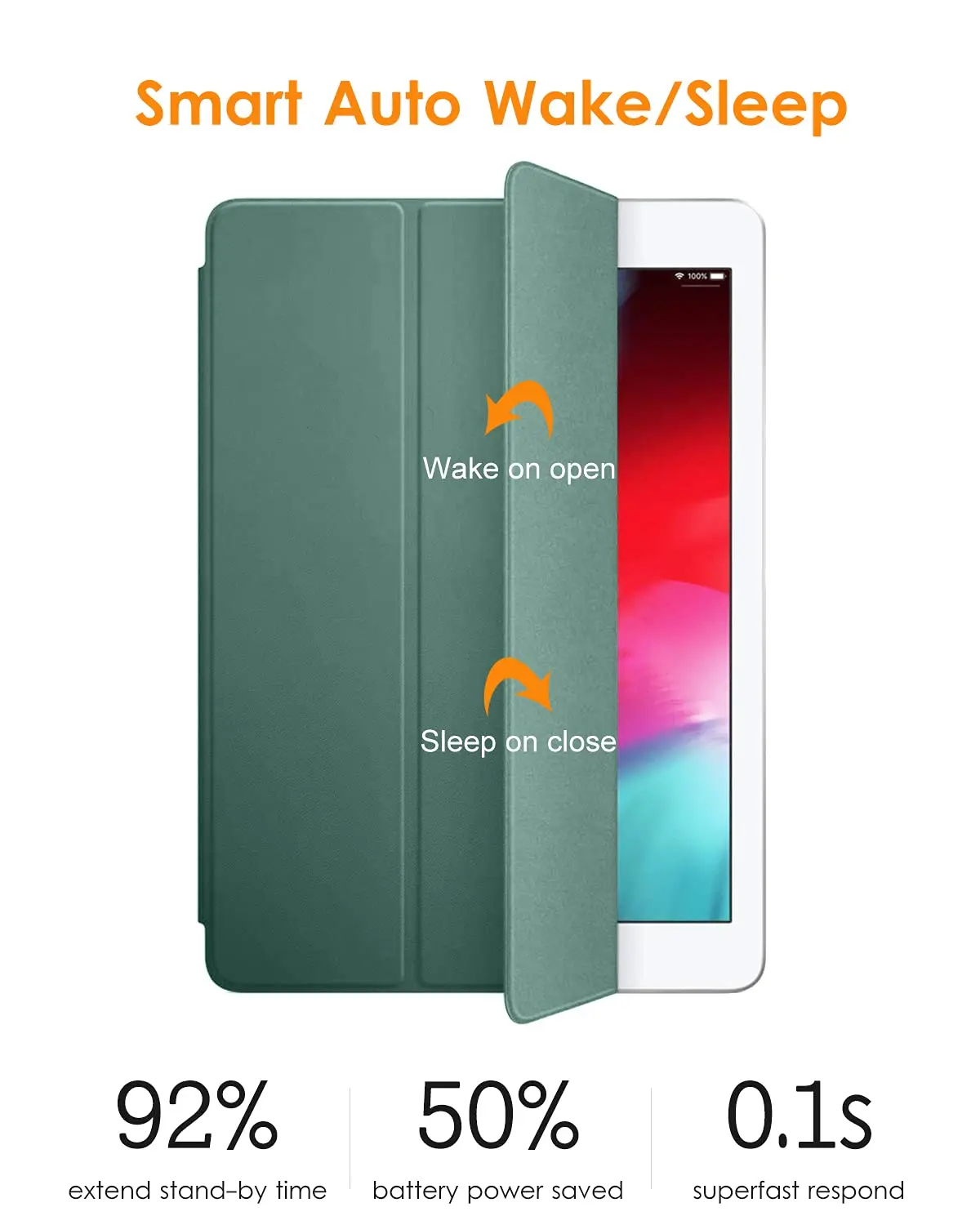 For Apple iPad 9.7 5th 6th Generation 2017 2018 / Air1 Air2 9.7 2013 2014 Flip Smart Cover, Auto Wake/Sleep Silicone Tablet Case