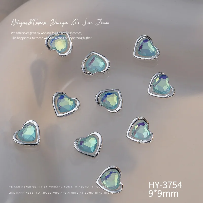 10pcs/lot Popular Love Alloy Nail Enhancements Dopamine Cool and Cool Style, High end Design Sense Nail Jewelry Diamond 3