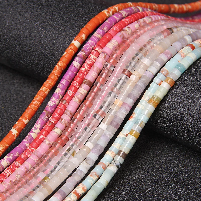 2x4mm Natural Stone Rondelle Beads Flat Round Agates Tiger Eye Turquoises Labradorite Loose Beads for DIY Jewelry Making Supply