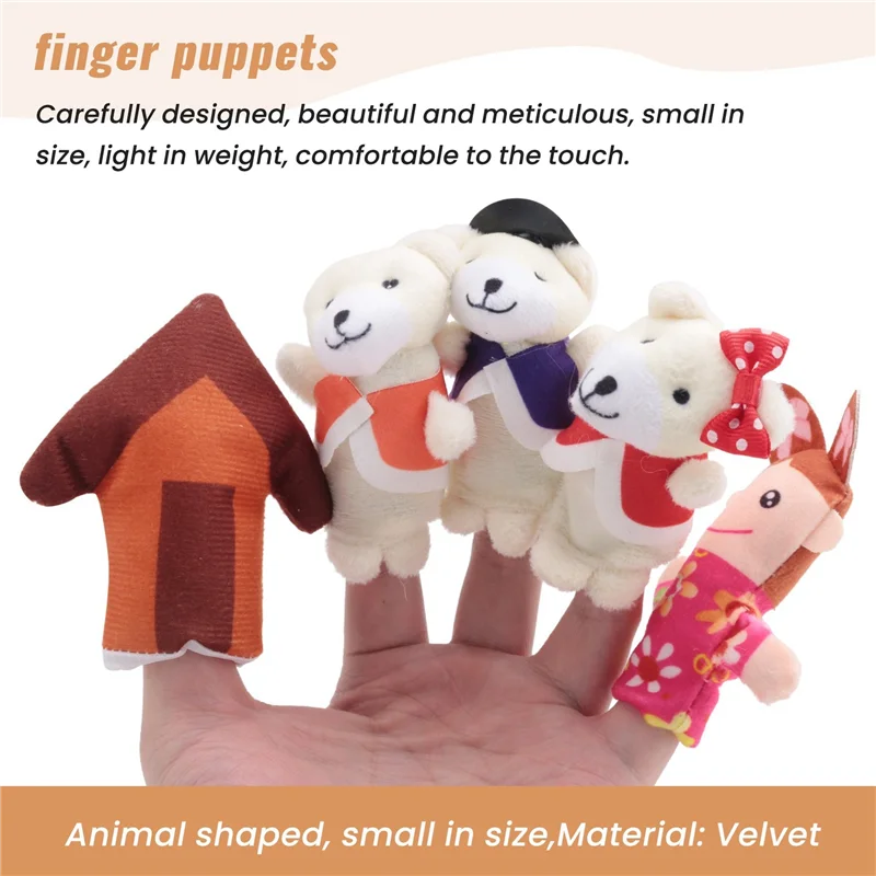 B78B-ชุดหุ่นนิ้วมือ 25 ชิ้น นิทานเทพนิยาย โกลดิล็อคส์ และหมีสามตัว