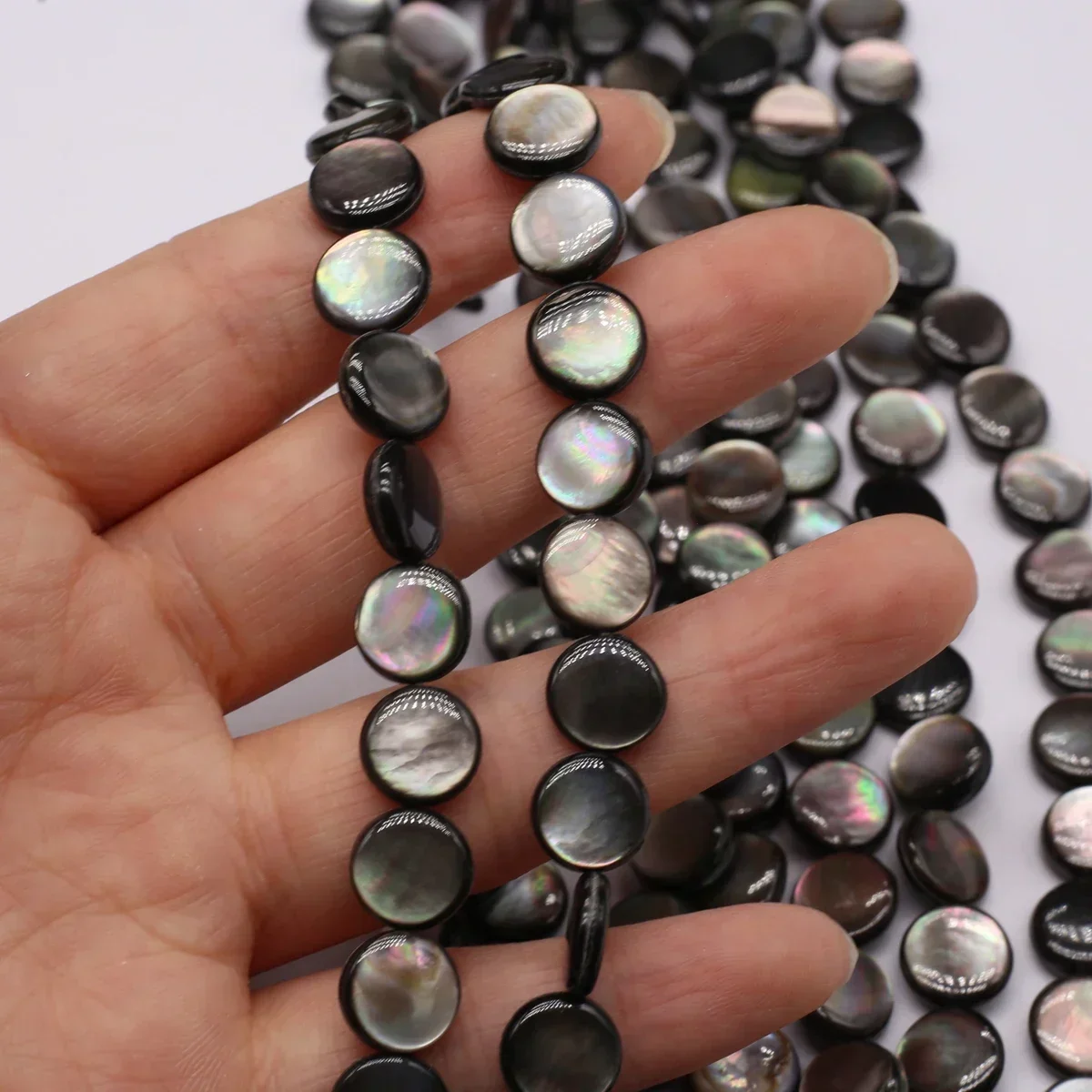 

10x10mm Big Black Round Shell Natural Freshwater Bead Exquisite Women Jewelry Making DIY Necklace Bracelet Earrings Accessory