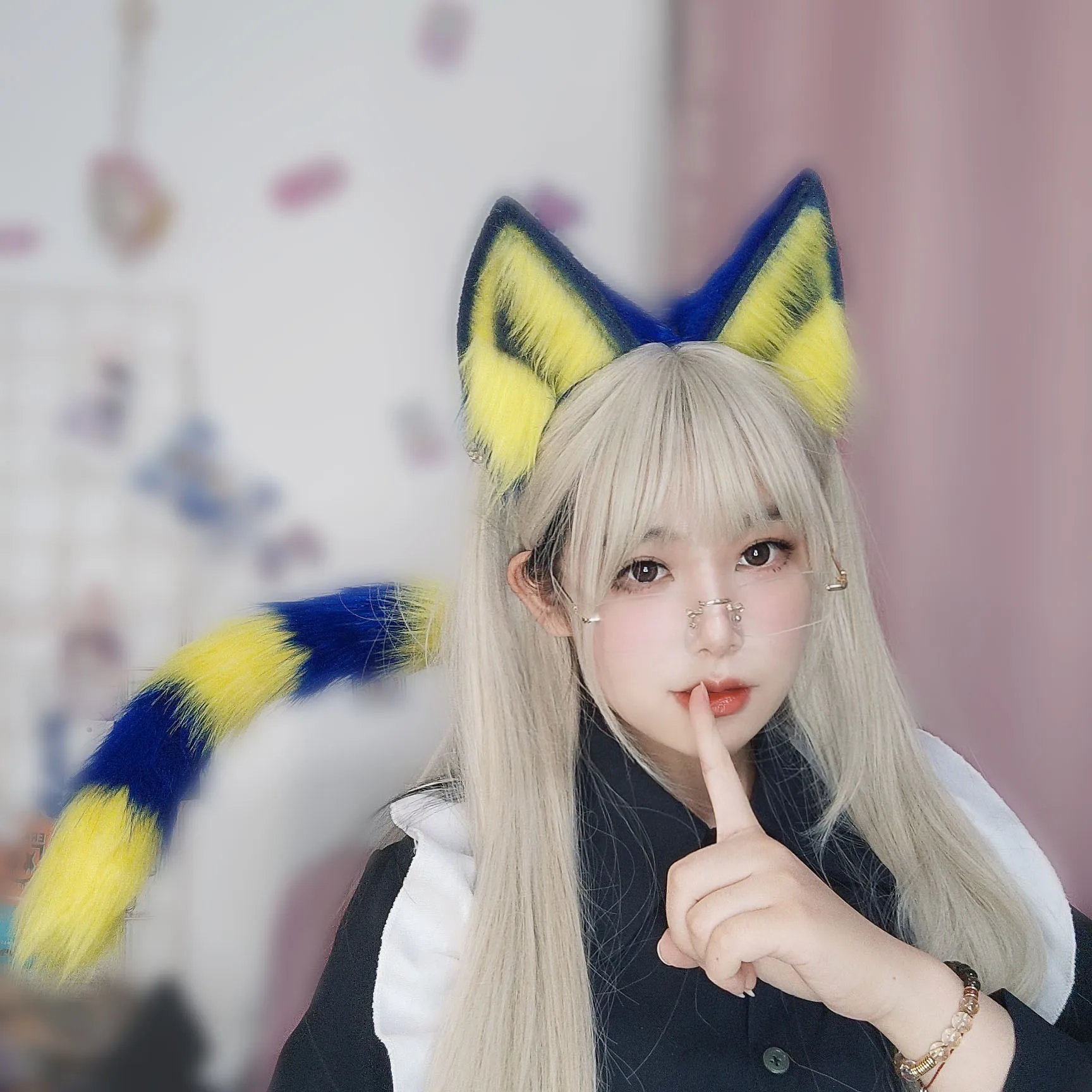 Ankha Cat Cosplay puntelli Ear Tail Animal Headband Lolita accessori Club Pub Masquerade Party copricapo da donna